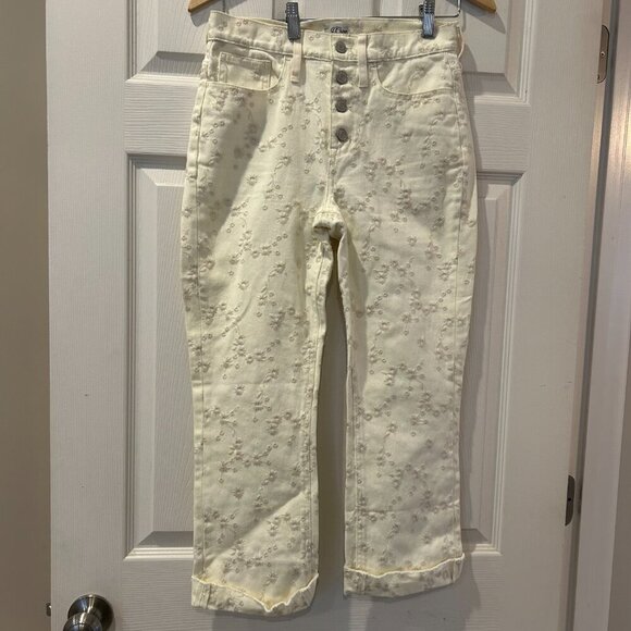 J. Crew Demi Boot Crop Jean Eyelet Embroidered High Rise Size 25 Feminine Preppy - Picture 14 of 14